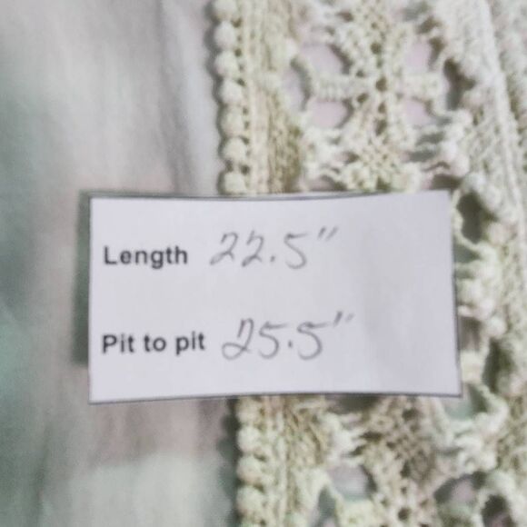 Entro Pink, Blue, and Green Ombre Boho Blouse with Crochet Accent Size Large - Picture 9 of 9